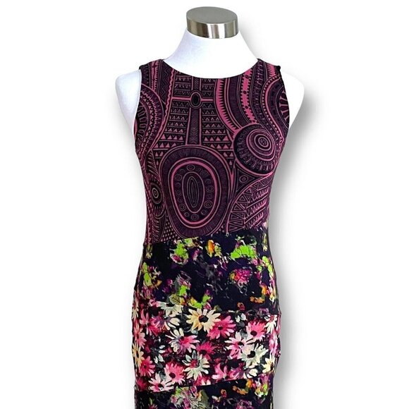 Jean Paul Gaultier Soleil for FUZZI Floral Mesh Sheath Dress Vintage 90s Y2K - Picture 3 of 12